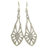 Gold-Tone Metal Dangle-Earrings With Crystal Accents #4212