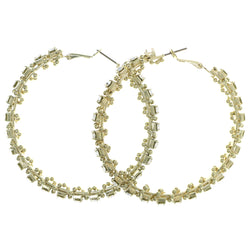 Gold-Tone Metal Hoop-Earrings With Crystal Accents #4220