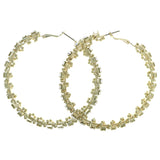 Gold-Tone Metal Hoop-Earrings With Crystal Accents #4220