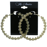 Gold-Tone Metal Hoop-Earrings With Crystal Accents #4220