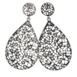 Silver-Tone Metal Drop-Dangle-Earrings With Crystal Accents #4232
