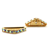 22mm Spacer Bridge Goldplate 3-Hole Triange Crysteal Ab SPC05