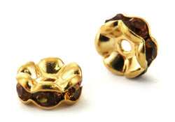 6mm Spacer Goldplate Topaz Crystal Rondelles SPC08 - Mi Amore