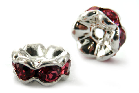 6mm Spacer Silverplate Rose Crystal Rondelle SPC10 - Mi Amore