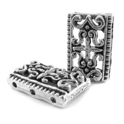 Metal Spacer Pewter 3 Hole Rectangle Design SPMT16
