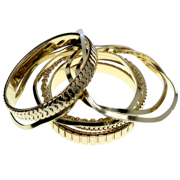 Gold-Tone Metal Multiple-Bangle-Bracelet-Set #2366 - Mi Amore