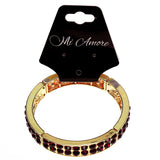 Gold-Tone & Red Colored Metal Stretch-Bracelet With Crystal Accents #2368