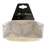 White Acrylic Bangle-Bracelet With Crystal Accents #2372