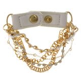 Multi-Strand Fashion-Bracelet With Crystal Accents White & Gold-Tone Colored #2373