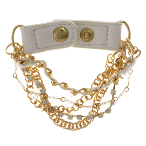 Multi-Strand Fashion-Bracelet With Crystal Accents White & Gold-Tone Colored #2373