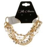 Multi-Strand Fashion-Bracelet With Crystal Accents White & Gold-Tone Colored #2373
