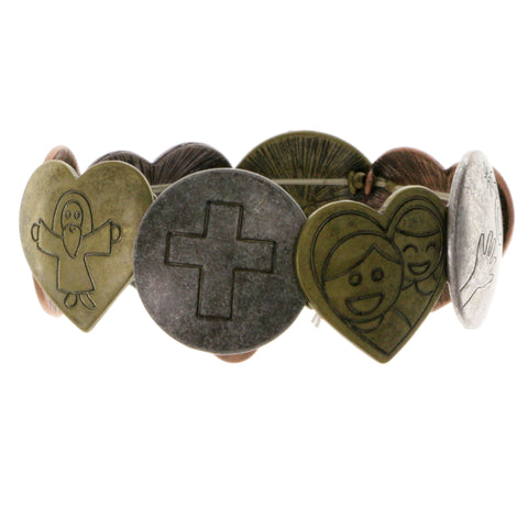 Religious Stretch-Bracelet Bronze Gold Silver Color  #2375
