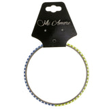 Blue/Yellow & Silver-Tone Colored Metal Multiple-Bangle-Bracelet-Set #2382