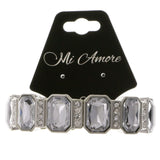 Silver-Tone Metal Stretch-Bracelet With Crystal Accents #2383