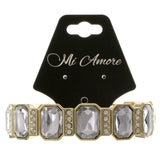 Gold-Tone Metal Stretch-Bracelet With Crystal Accents #2388