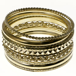 Gold-Tone Metal Multiple-Bangle-Bracelet-Set #2397