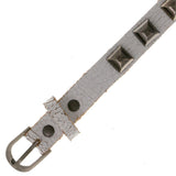 Distressed Leather Strap-Bracelet White & Silver-Tone Colored #2401