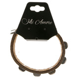 Distressed Leather Strap-Bracelet White & Silver-Tone Colored #2401