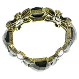 Colorful & Gold-Tone Colored Metal Bracelet With Faceted Accents #2403