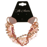 Multi-Strand Fashion-Bracelet With Crystal Accents Pink & Gold-Tone Colored #2406