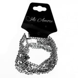 Silver-Tone Metal Braided-Chain-Bracelet With Crystal Accents #2407