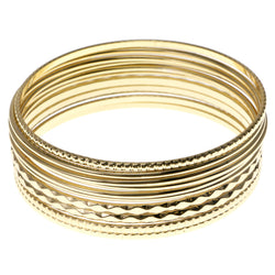 Gold-Tone Metal Bangle-Bracelet-Set #2409
