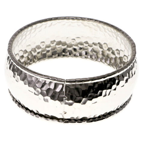 Silver-Tone Metal Bangle-Bracelet #2417