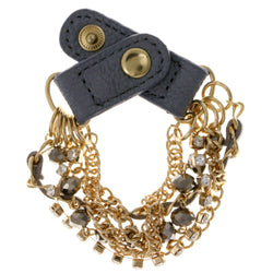 Multi-Strand Fashion-Bracelet With Crystal Accents Gold-Tone & Gray Colored #2422