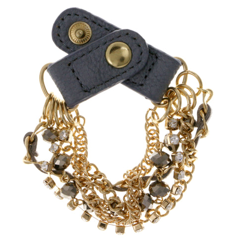 Multi-Strand Fashion-Bracelet With Crystal Accents Gold-Tone & Gray Colored #2422