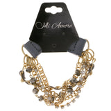 Multi-Strand Fashion-Bracelet With Crystal Accents Gold-Tone & Gray Colored #2422