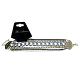 Layered Chain Fashion-Bracelet Gold-Tone & Silver-Tone Colored #2427