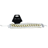 Layered Chain Fashion-Bracelet Silver-Tone & Gold-Tone Colored #2428