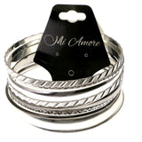 Silver-Tone Metal Multiple-Bangle-Bracelet #2433