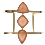 Peach & Gold-Tone Colored Metal Cuff-Bracelet With Faceted Accents #2435