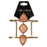 Peach & Gold-Tone Colored Metal Cuff-Bracelet With Faceted Accents #2435
