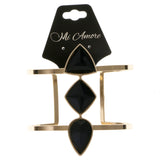 Black & Gold-Tone Colored Metal Cuff-Bracelet With Faceted Accents #2436