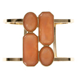 Peach & Gold-Tone Colored Metal Cuff-Bracelet With Faceted Accents #2437