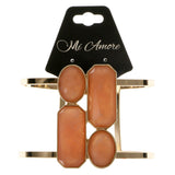 Peach & Gold-Tone Colored Metal Cuff-Bracelet With Faceted Accents #2437