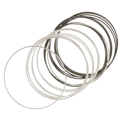 Silver-Tone & Black Colored Metal Multiple-Bangle-Bracelet-Set #2446