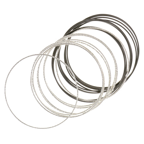 Silver-Tone & Black Colored Metal Multiple-Bangle-Bracelet-Set #2446