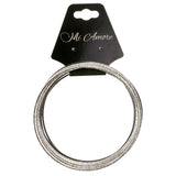 Silver-Tone & Black Colored Metal Multiple-Bangle-Bracelet-Set #2446