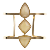 Yellow & Gold-Tone Colored Metal Cuff-Bracelet With Faceted Accents #2453