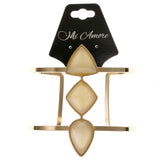 Yellow & Gold-Tone Colored Metal Cuff-Bracelet With Faceted Accents #2453