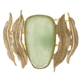 Leaves Cuff-Bracelet With Faceted Accents Green & Gold-Tone Colored #2458