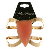 Pink & Gold-Tone Colored Metal Bracelet With Faceted Accents #2459 - Mi Amore