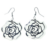 Rose Sparkle Dangle-Earrings With Crystal Accents White & Silver-Tone Colored #1628