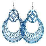 Filigree Dangle-Earrings Blue Color  #546