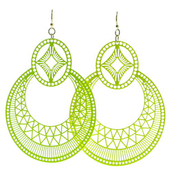 Filigree Dangle-Earrings Yellow Color  #547