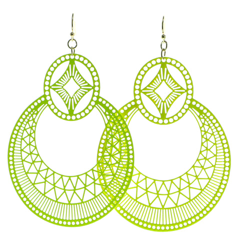 Filigree Dangle-Earrings Yellow Color  #547