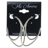 Silver-Tone Metal Hoop-Earrings #1655